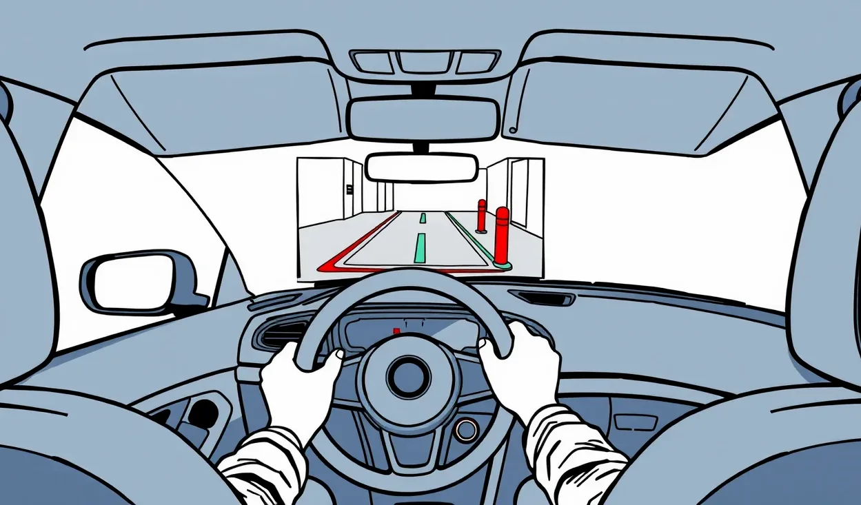 Poškodená vjazdová rampa a stĺpik v priemyselnom areáli po náraze vozidla
