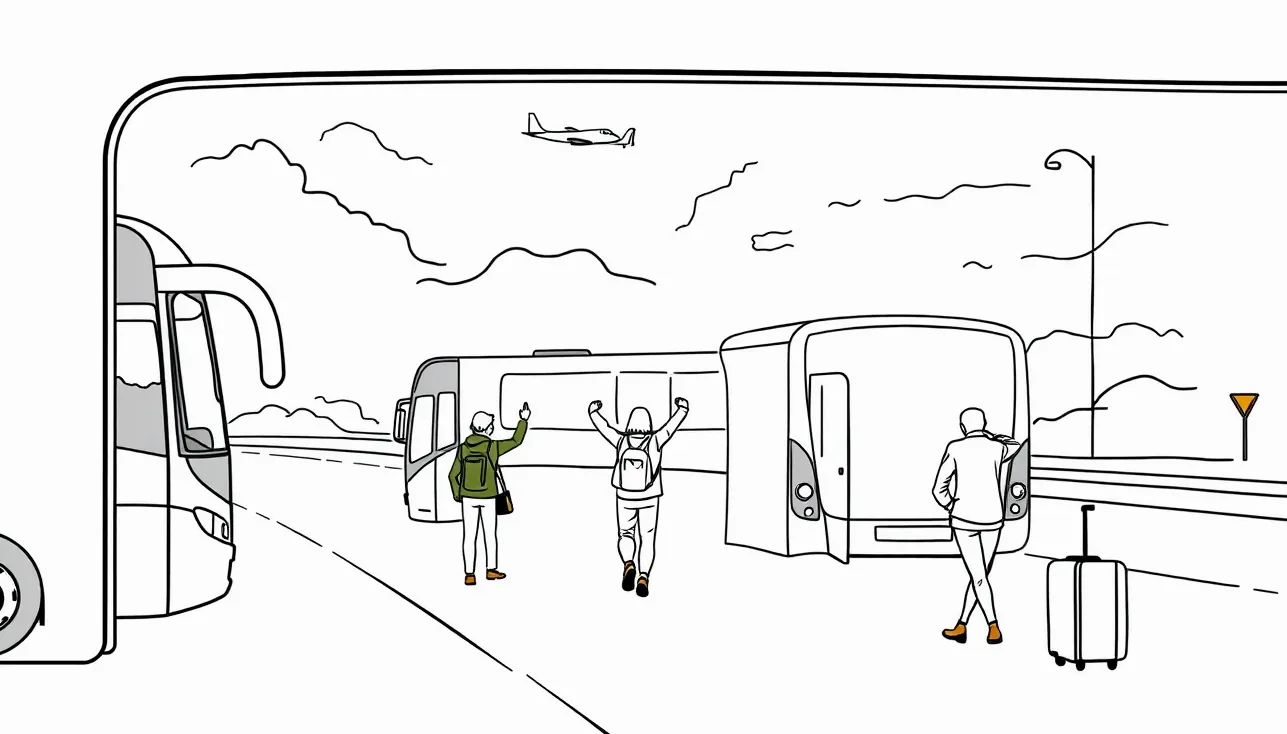 Pohľad na interiér diaľkového autobusu počas nočnej jazdy po diaľnici