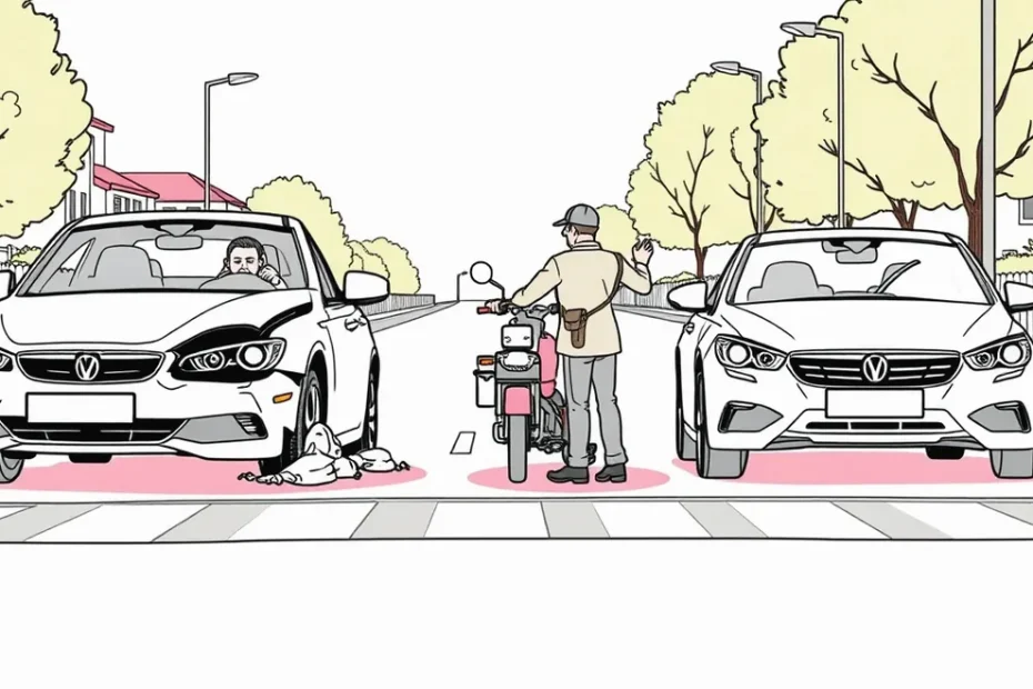 Dve osobné autá po zrážke na križovatke s poškodenými blatníkmi