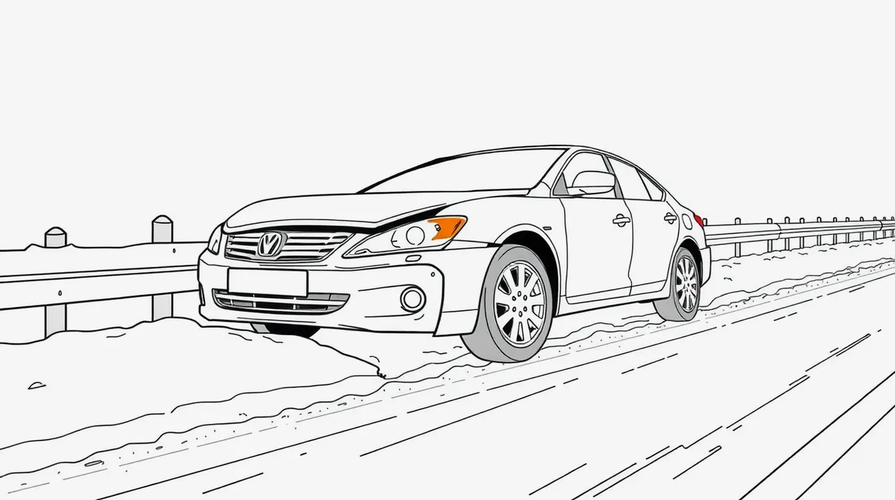 Zasnežené auto na parkovisku s vrstvou ľadu na čelnom skle