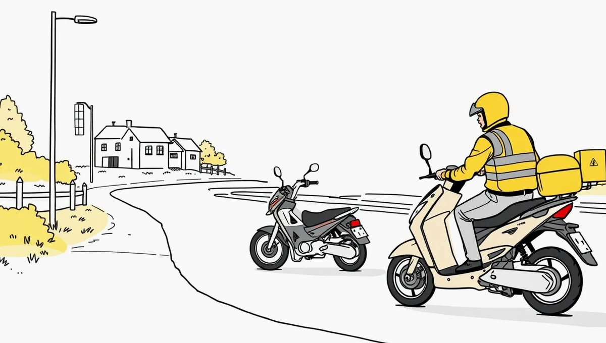 Cestná motorová trojkolka zaparkovaná na asfaltovej ceste pred zákrutou