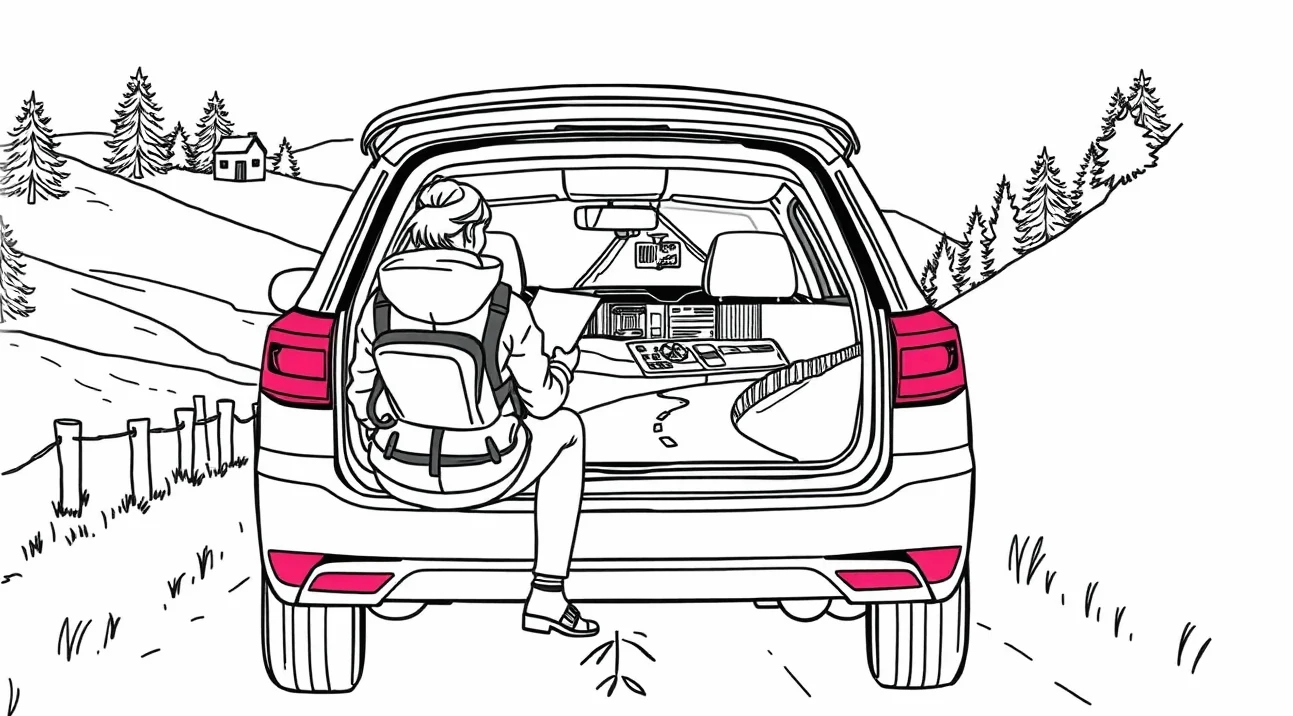 Osobné auto s pohonom všetkých štyroch kolies na poľnej ceste s kalužami