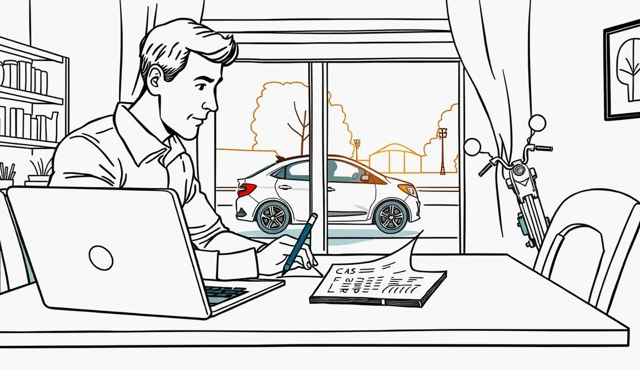 Pohľad na štítok s vyrazeným VIN kódom pod čelným sklom osobného automobilu