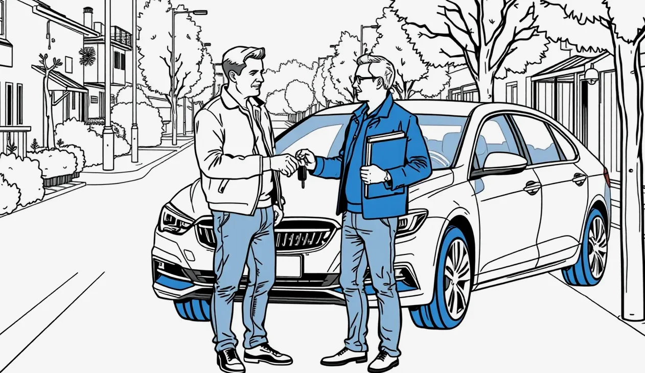 Podpis kúpnej zmluvy na motorové vozidlo na kapote automobilu