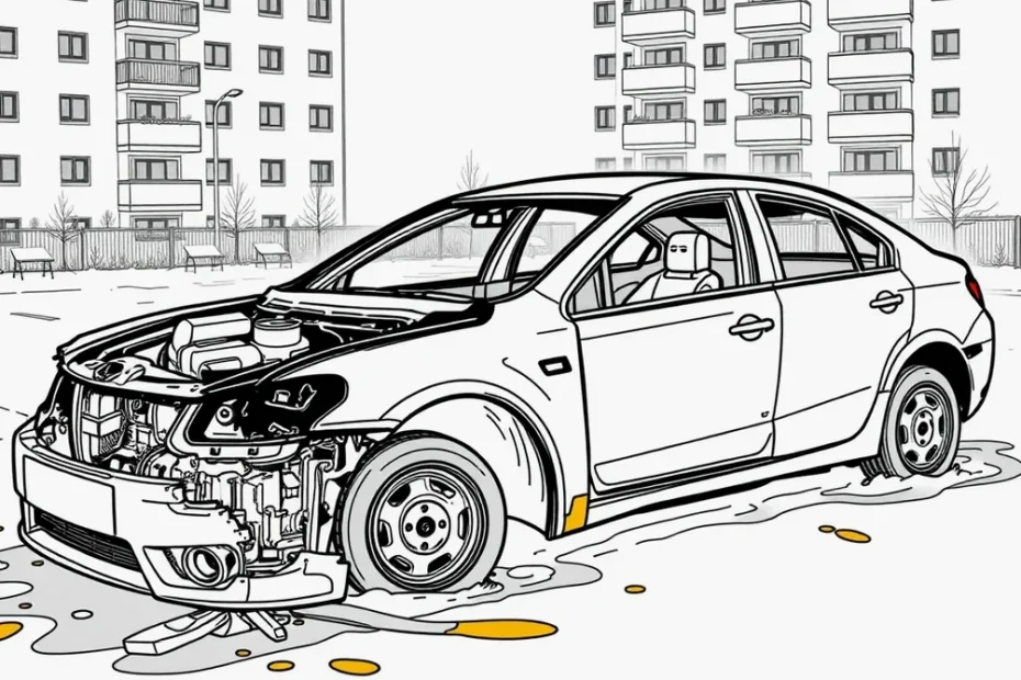 Poškodený lak a stopa po zhorenej svetlici na kapote osobného auta