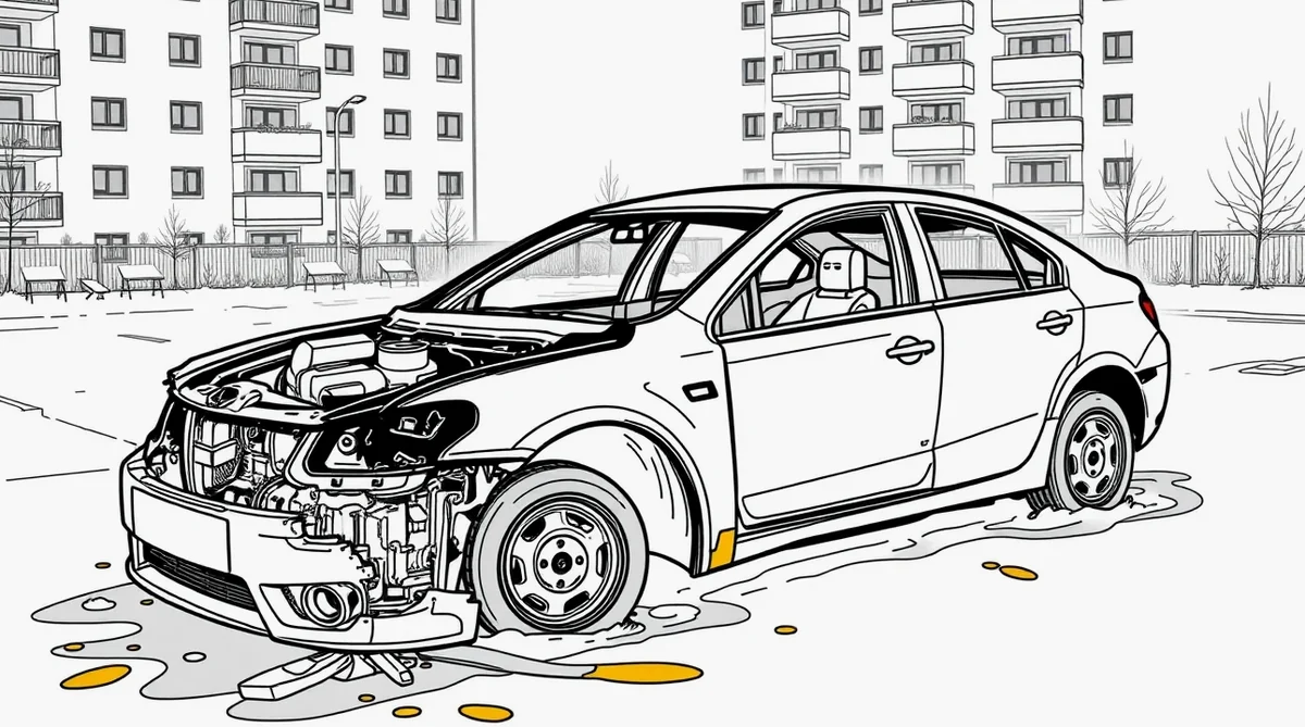 Poškodený lak a stopa po zhorenej svetlici na kapote osobného auta