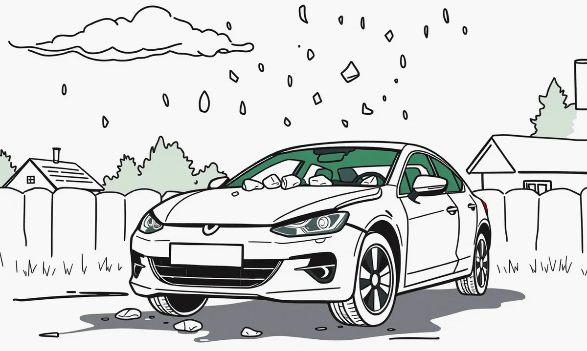 Auto poškodené veľkými krúpami s preliačinami na kapote