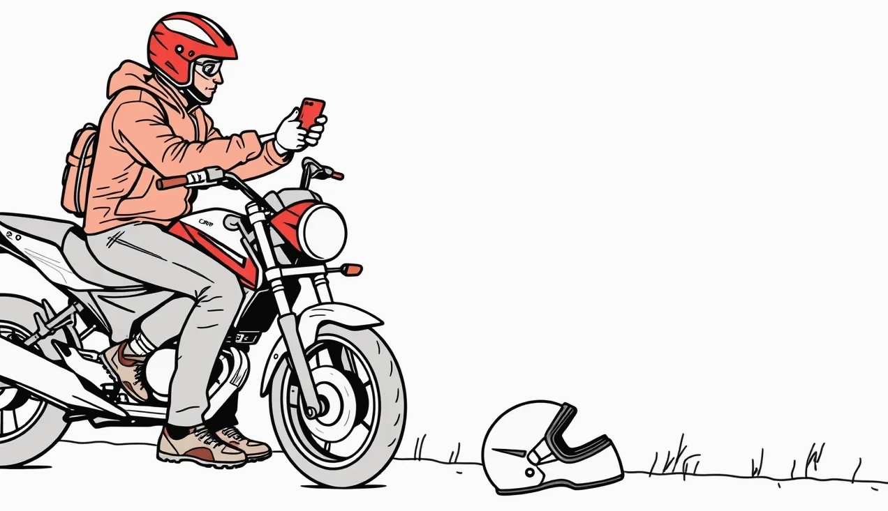 Mechanik v motocyklovom servise kontroluje prednú vidlicu po nehode