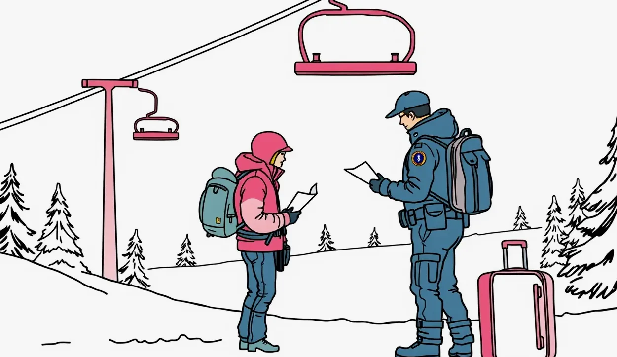 Zasnežené horské štíty v Dolomitoch a moderná kabínková lanovka