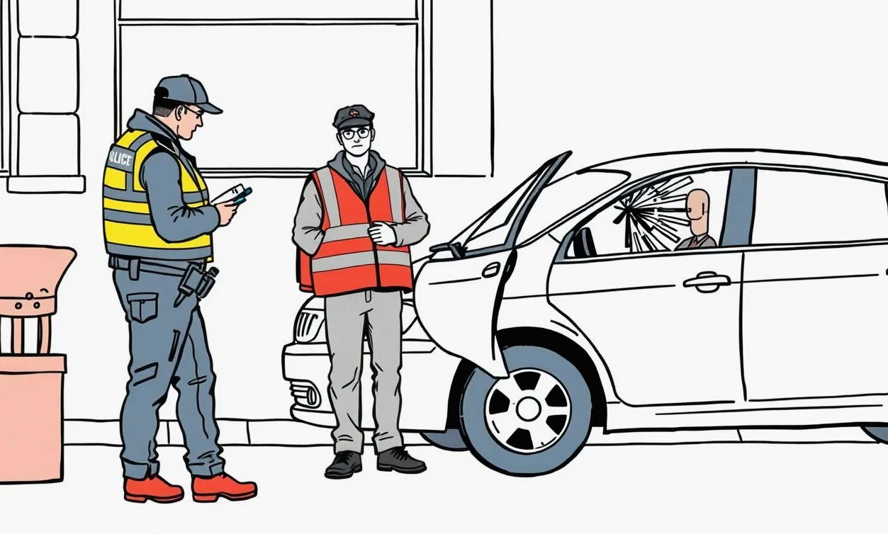 Prívesný vozík zaparkovaný za osobným automobilom pred nakládkou tovaru na služobnú cestu