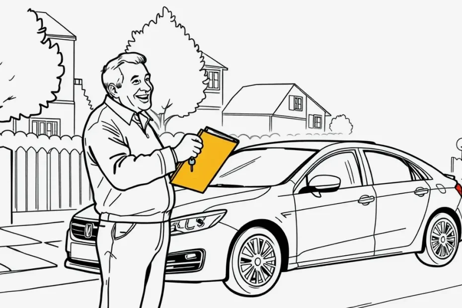 Dve osoby podpisujú kúpnu zmluvu na motorové vozidlo položenú na stole