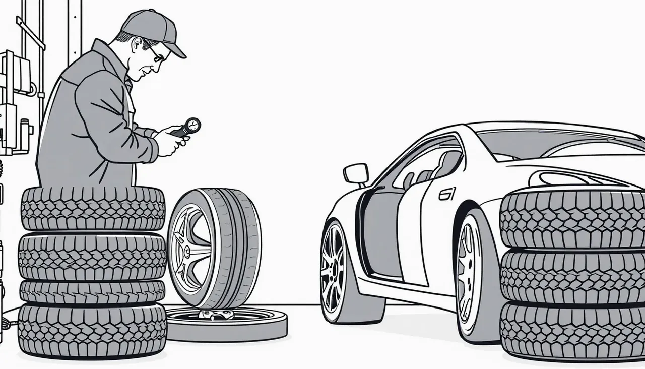 Vodič kontroluje kľúčom bezpečnostné skrutky na kolese osobného automobilu