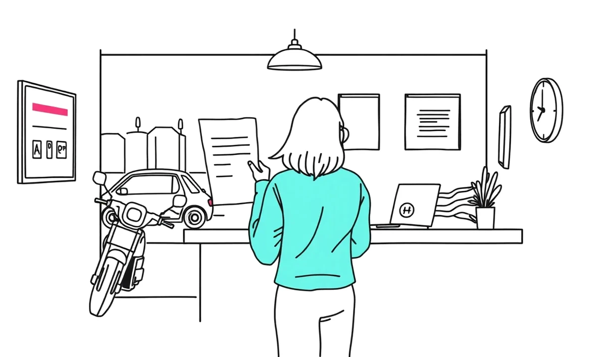Technik na pracovisku kontroly originality meria hrúbku laku karosérie digitálnym prístrojom