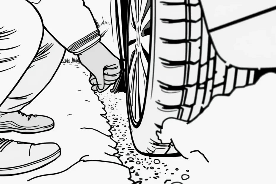 Meranie hĺbky dezénu zimnej pneumatiky hĺbkomerom na zasneženej ceste