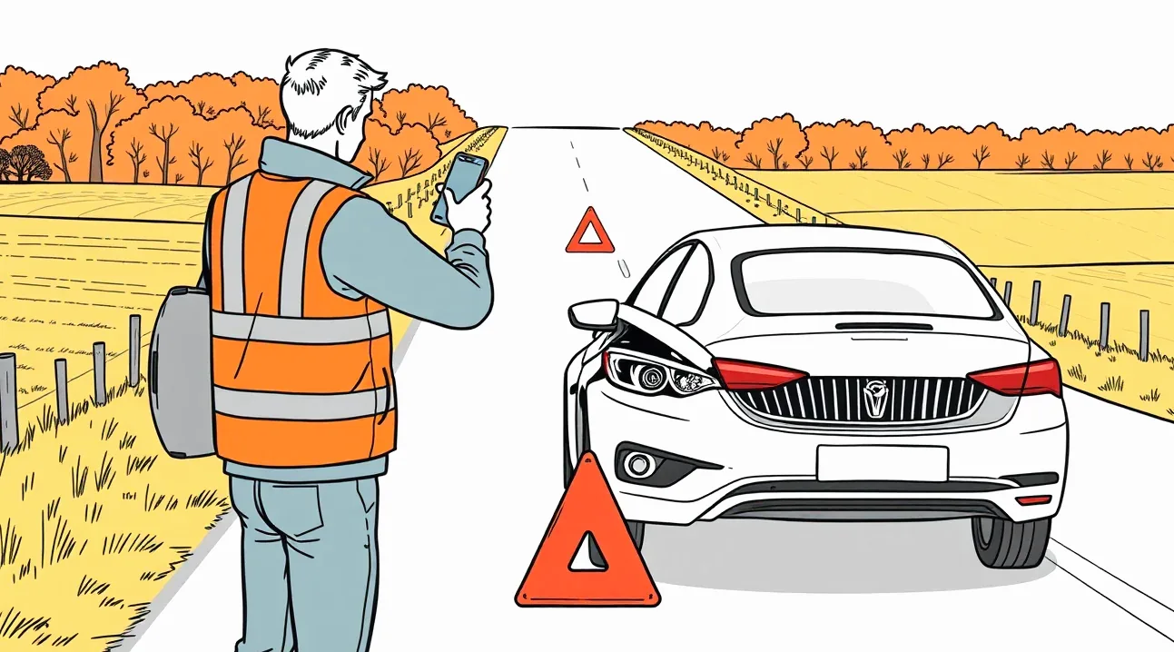 Policajná hliadka vyšetruje dopravnú nehodu a spisuje záznam o kolízii so zverou