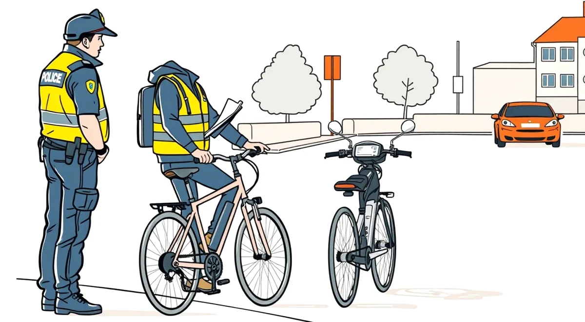 Zrážka osobného automobilu s elektrickým bicyklom na mestskej križovatke