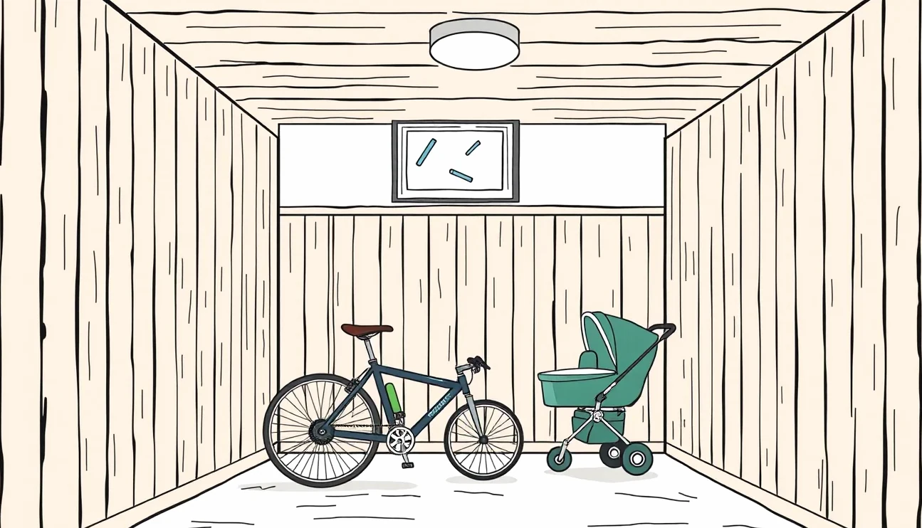 Pivničné priestory bytového domu s uzamknutými kobkami a bicyklami