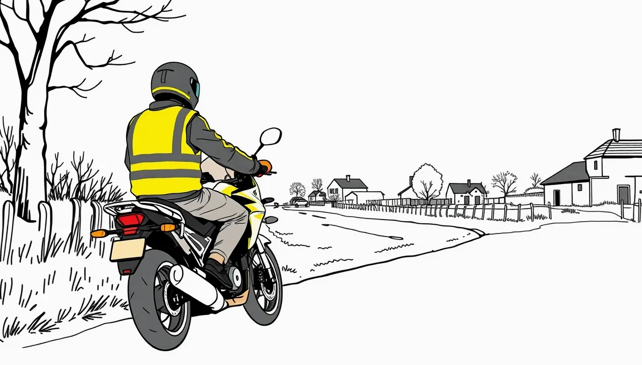 Jazdec na motocykli s riadne zapnutou helmou a nasadenými ochrannými okuliarmi