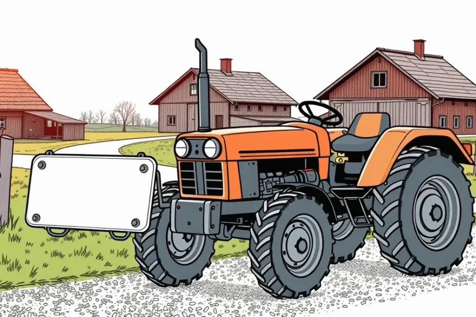 Doma vyrobený malotraktor s náradím pripravený na prejazd po poľnej ceste