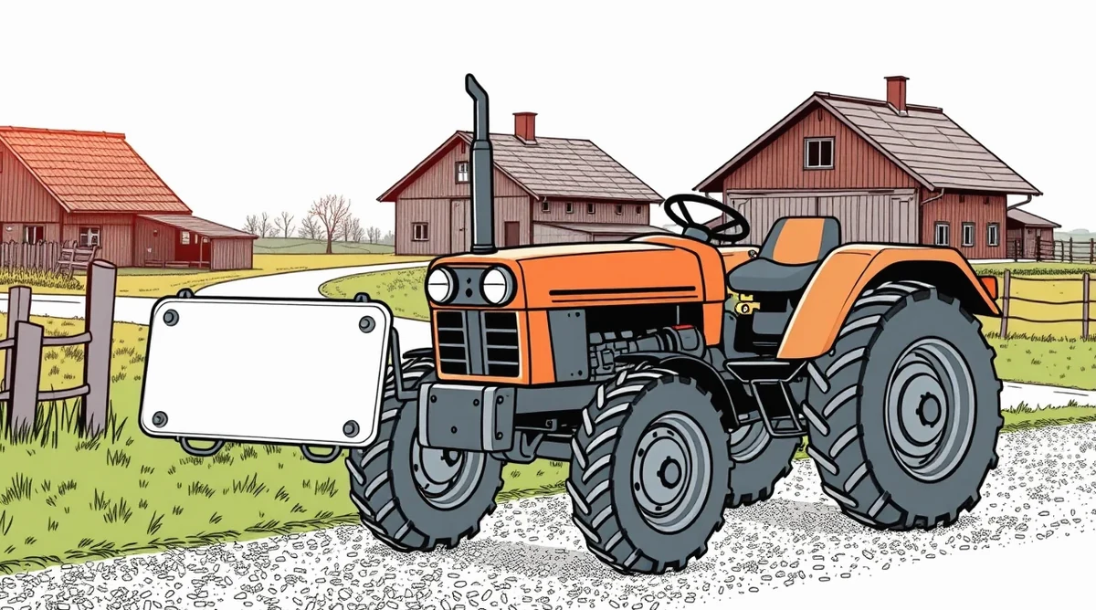 Doma vyrobený malotraktor s náradím pripravený na prejazd po poľnej ceste