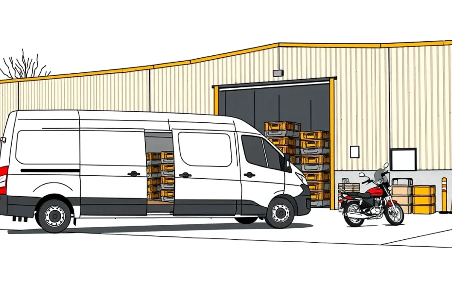 Biela dodávka Iveco Daily zaparkovaná pred skladom stavebných materiálov