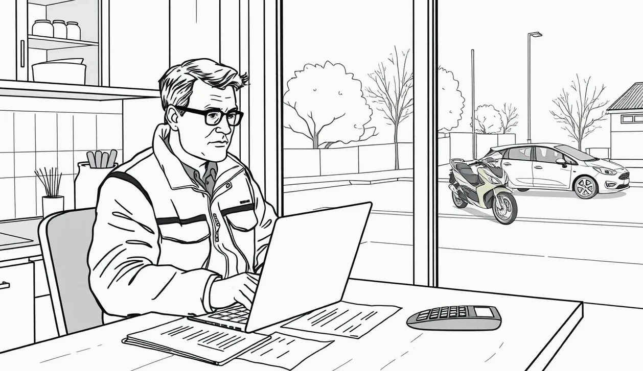 Mechanik v autoservise preveruje opotrebované náhradné diely na podvozku vozidla