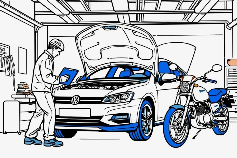 Mechanik kontroluje opotrebovanie podvozka a bŕzd ojazdeného vozidla na zdviháku v servise