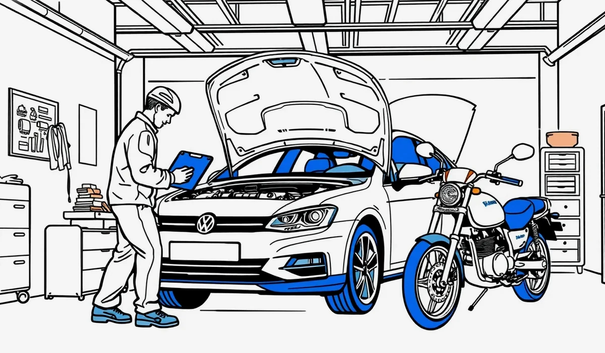 Mechanik kontroluje opotrebovanie podvozka a bŕzd ojazdeného vozidla na zdviháku v servise